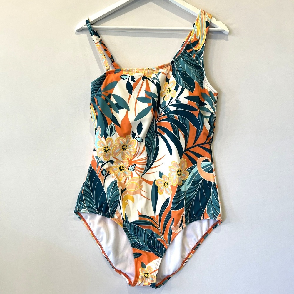 JANTZEN One Piece Floral Swim Suit 14 Adjustable Single Strap Rem Padded Bra